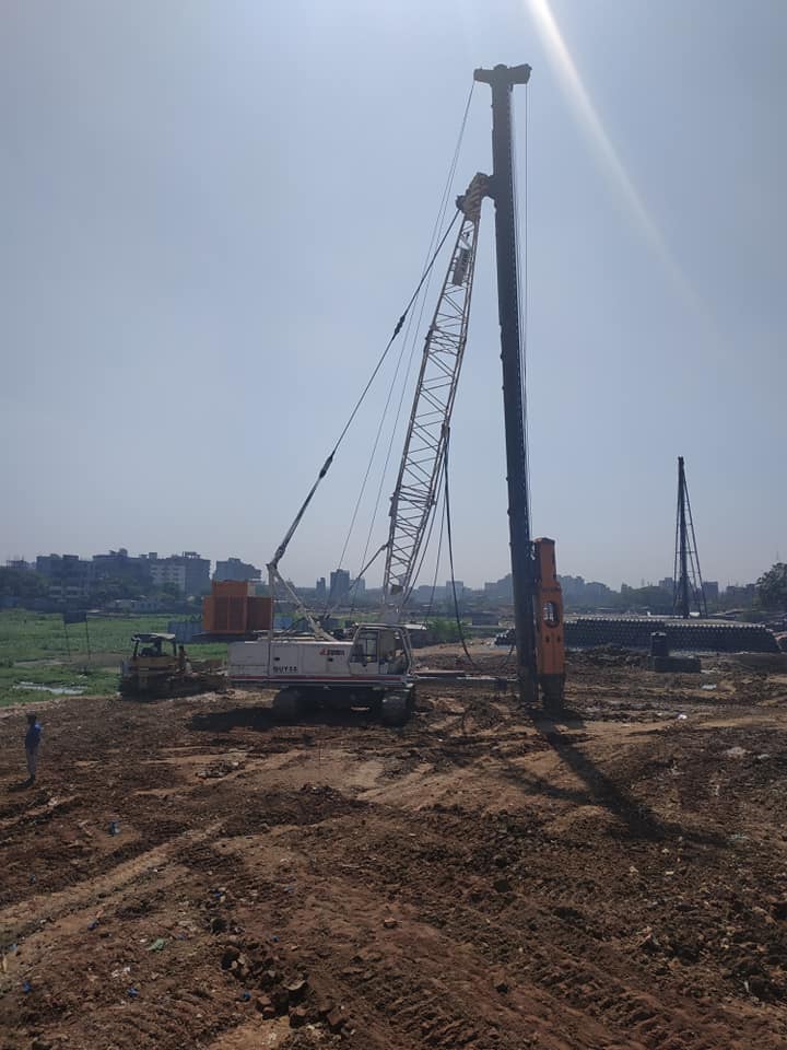 Piling rig on construction site