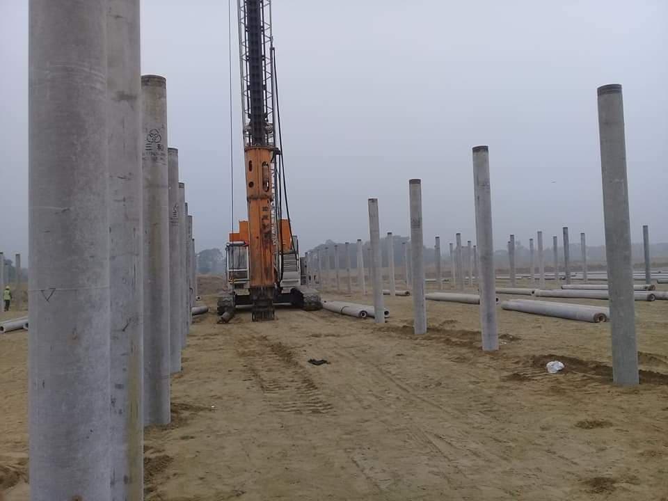 Pre-cast spun concrete pile field